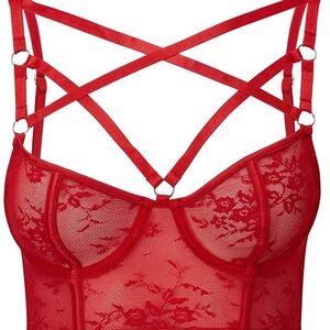 Killstar Deadly Attraction Blood Red Pentagram Lace Bra